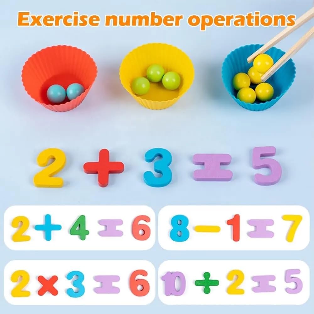 Evolve Heritage Collection Rainbow Sorting Beads for Kids - Montessori Learning Toy for Fine Motor Skills