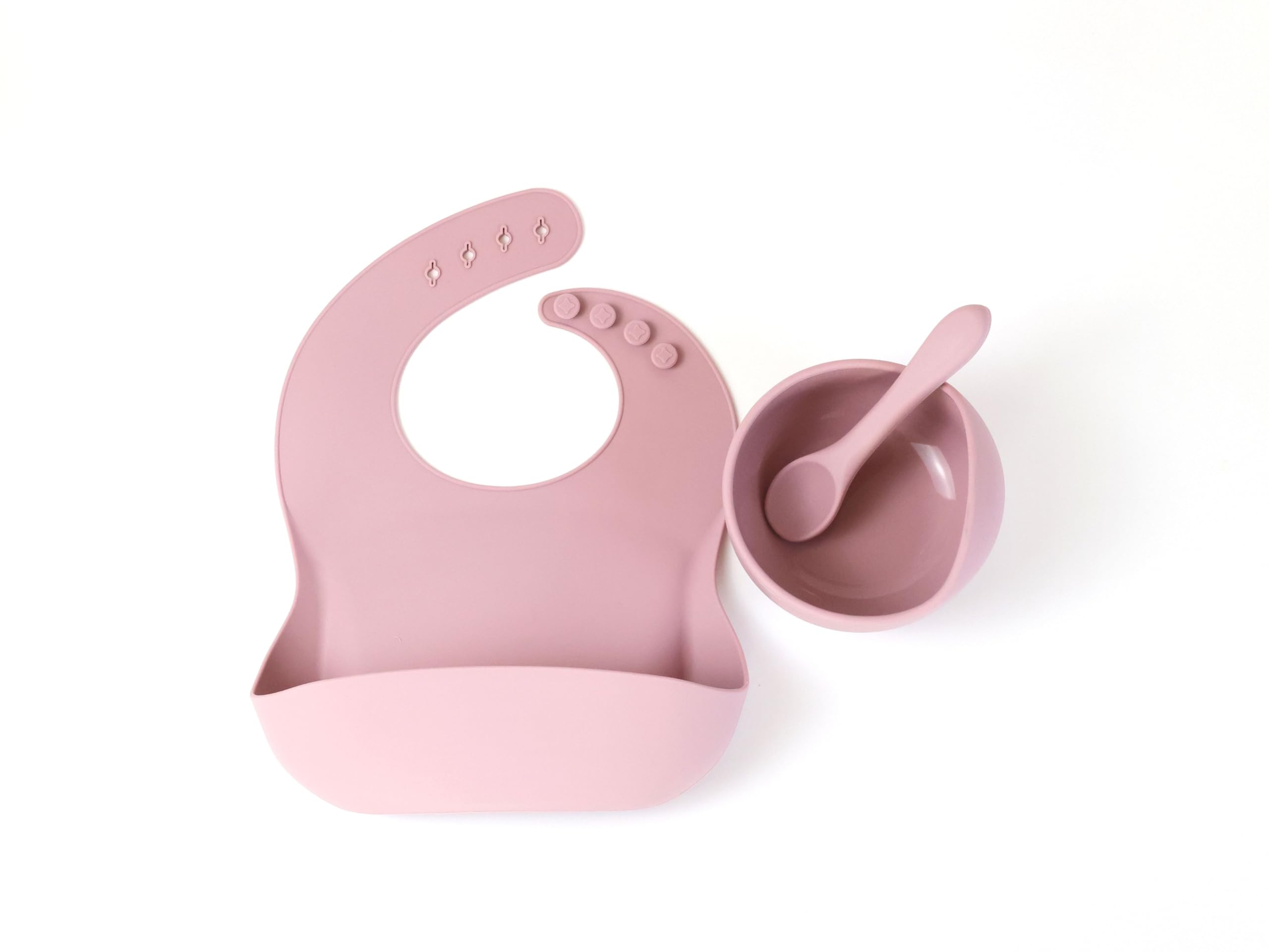 Baby/Toddler Feeding 3pc Set: Baby Bowl with Suction, Silicone Bib, Baby Spoon. Baby Led Weaning Supplies
