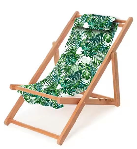 Evolve Heritage Collection Children’s Vintage Sun Lounger Sling Chair | Wooden Frame with Canvas Fabric | for Kids & Toddlers Age 5+ | Portable & Lightweight for Backyard, Poolside, or Beach