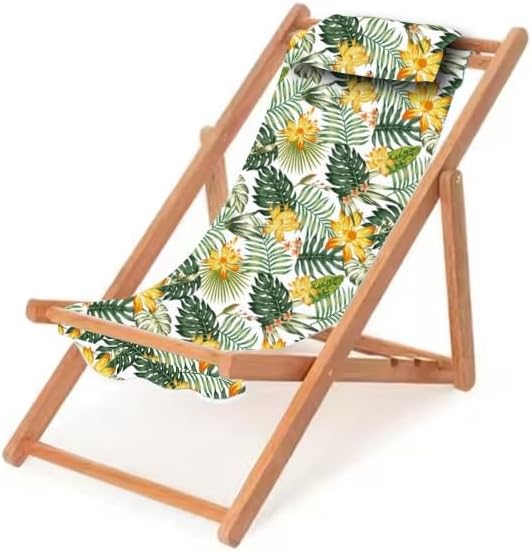 Evolve Heritage Collection Children’s Vintage Sun Lounger Sling Chair | Wooden Frame with Canvas Fabric | for Kids & Toddlers Age 5+ | Portable & Lightweight for Backyard, Poolside, or Beach