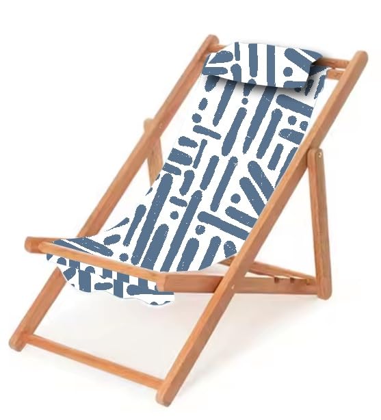 Evolve Heritage Collection Children’s Vintage Sun Lounger Sling Chair | Wooden Frame with Canvas Fabric | for Kids & Toddlers Age 5+ | Portable & Lightweight for Backyard, Poolside, or Beach