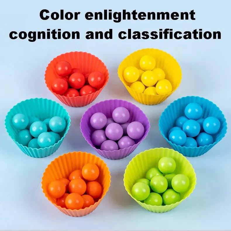 Evolve Heritage Collection Rainbow Sorting Beads for Kids - Montessori Learning Toy for Fine Motor Skills