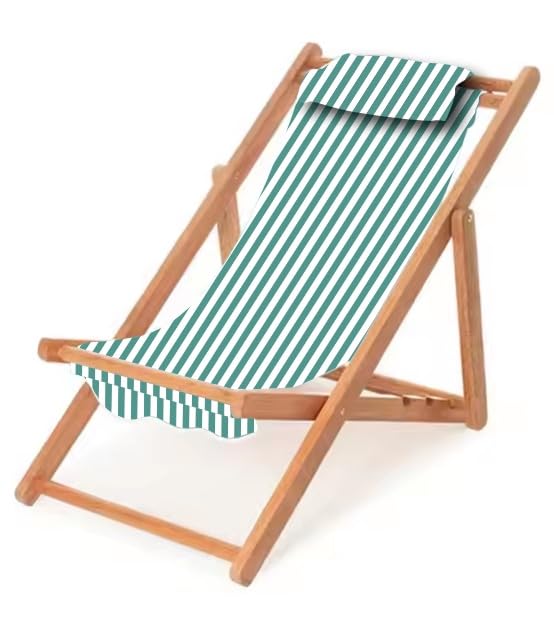 Evolve Heritage Collection Children’s Vintage Sun Lounger Sling Chair | Wooden Frame with Canvas Fabric | for Kids & Toddlers Age 5+ | Portable & Lightweight for Backyard, Poolside, or Beach