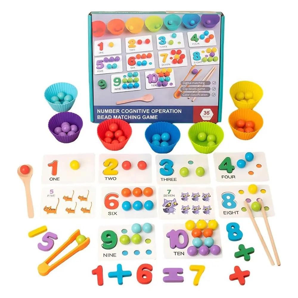 Evolve Heritage Collection Rainbow Sorting Beads for Kids - Montessori Learning Toy for Fine Motor Skills