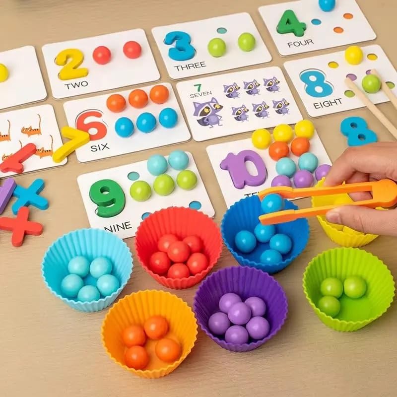 Evolve Heritage Collection Rainbow Sorting Beads for Kids - Montessori Learning Toy for Fine Motor Skills