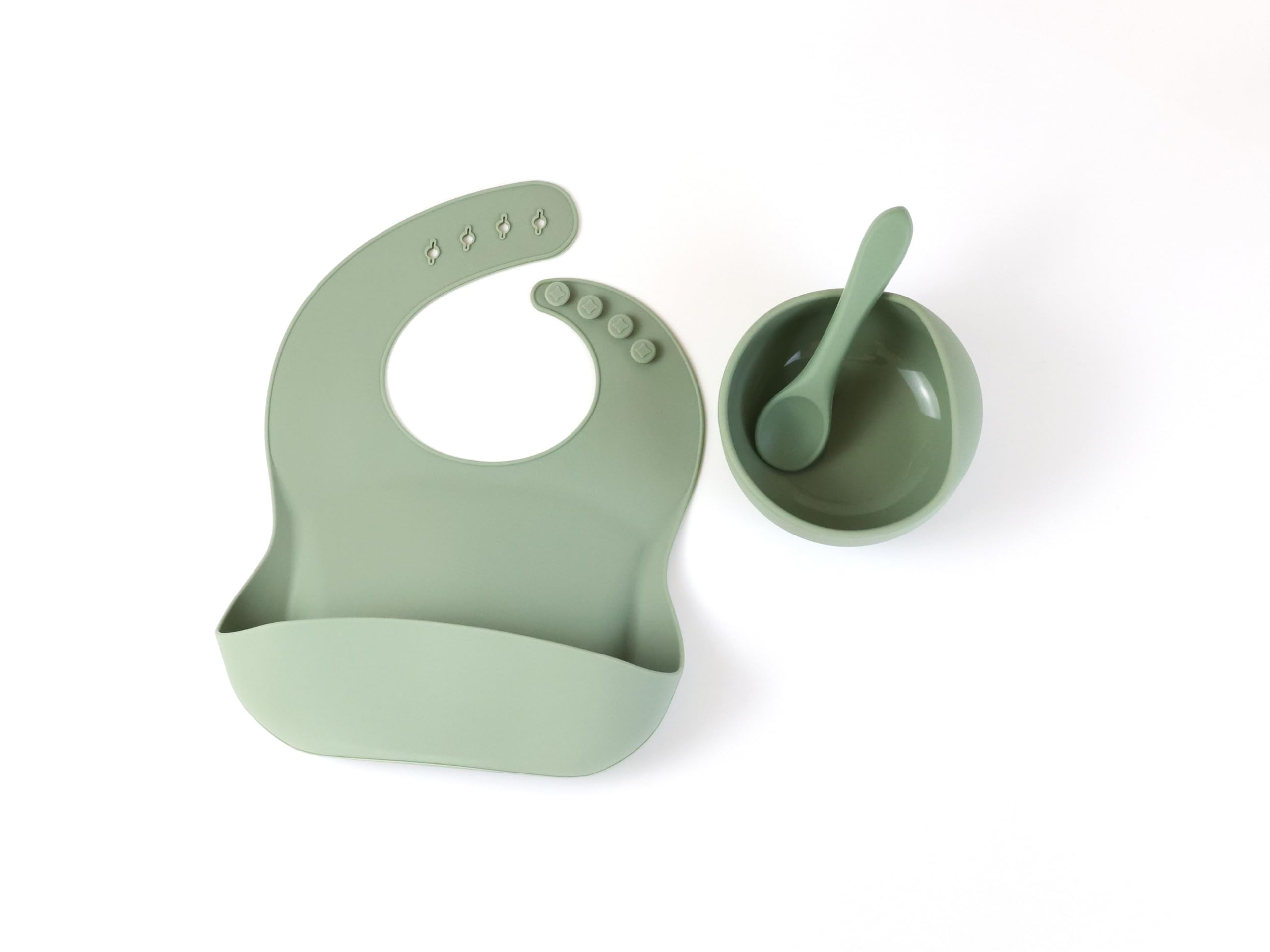 Baby/Toddler Feeding 3pc Set: Baby Bowl with Suction, Silicone Bib, Baby Spoon. Baby Led Weaning Supplies