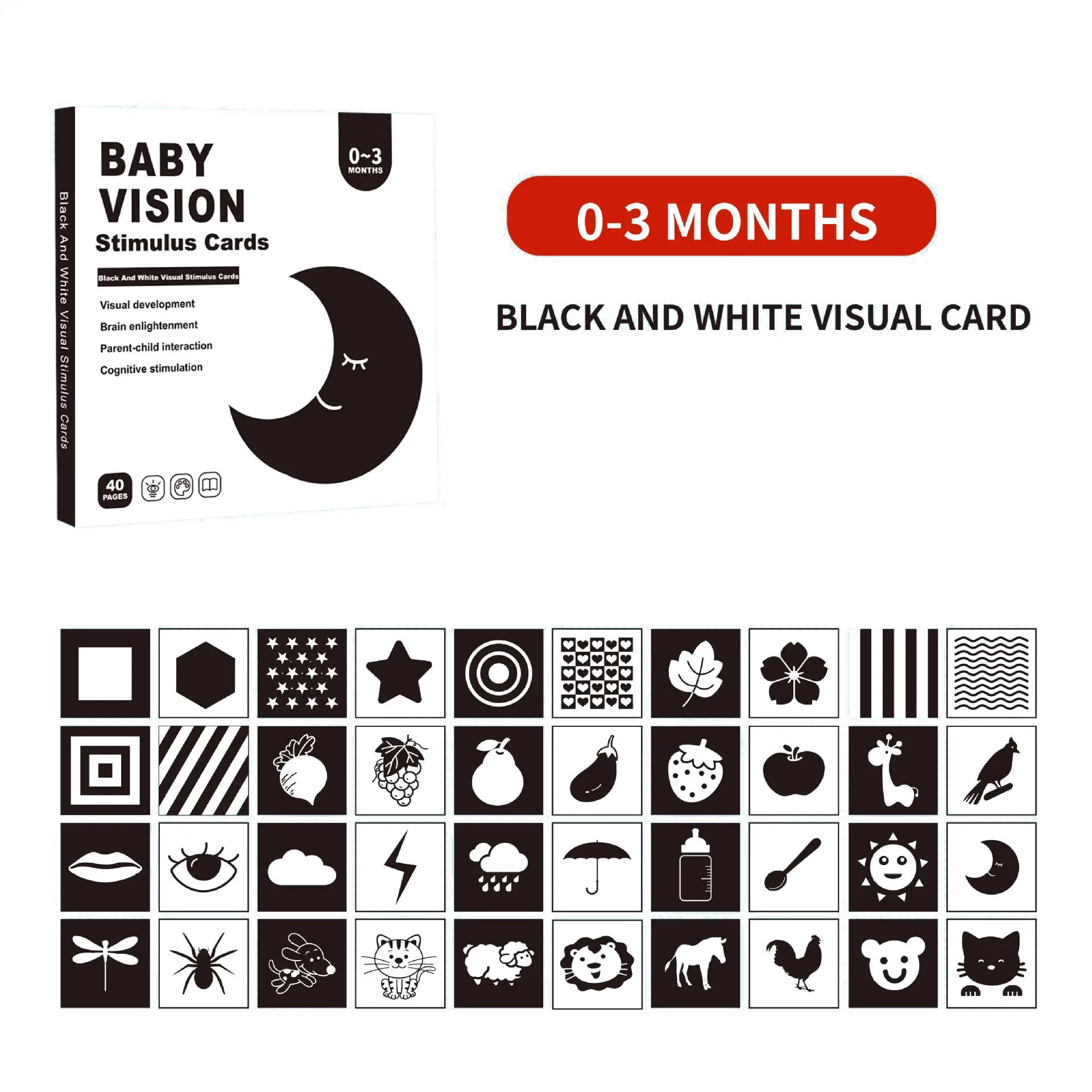 Baby and Toddler Flash Cards for Visual Stimulation and Learning (0-3 Months)