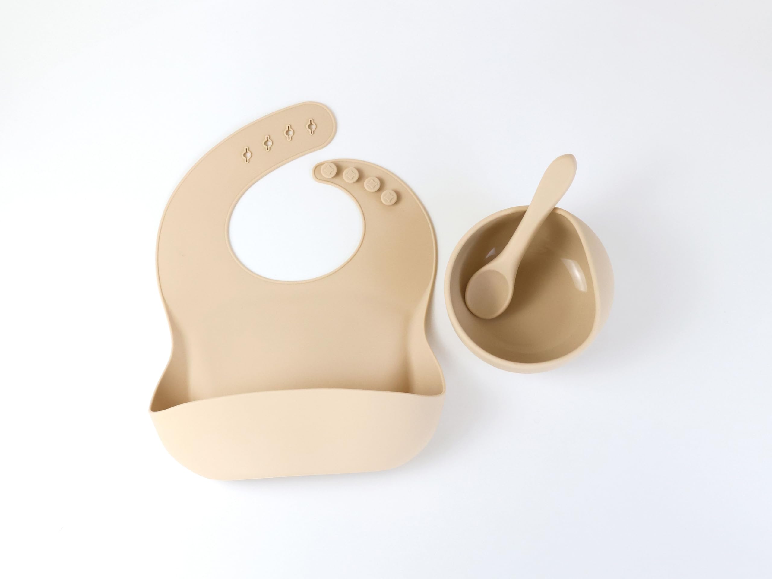 Baby/Toddler Feeding 3pc Set: Baby Bowl with Suction, Silicone Bib, Baby Spoon. Baby Led Weaning Supplies