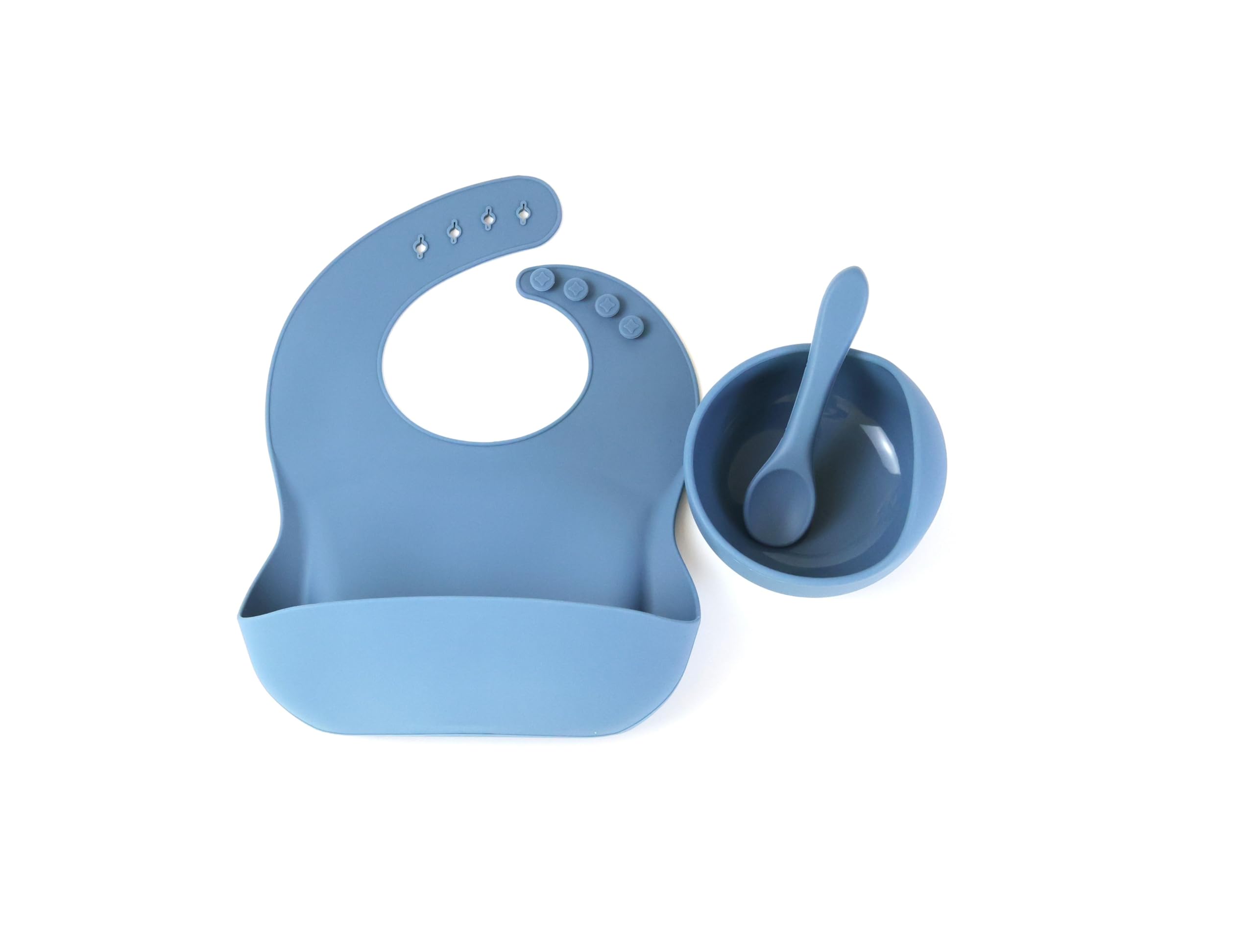 Baby/Toddler Feeding 3pc Set: Baby Bowl with Suction, Silicone Bib, Baby Spoon. Baby Led Weaning Supplies
