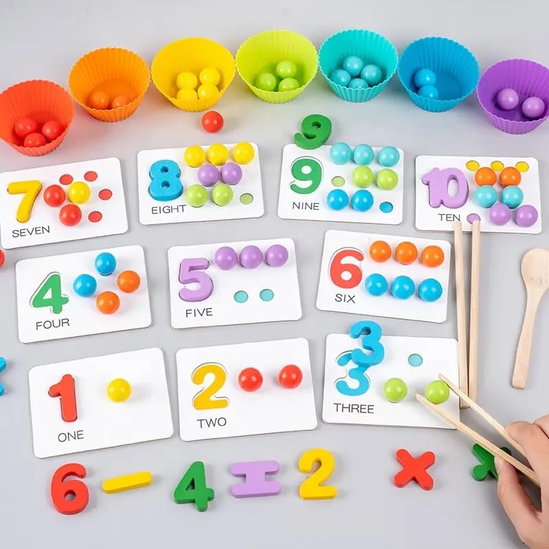 Evolve Heritage Collection Rainbow Sorting Beads for Kids - Montessori Learning Toy for Fine Motor Skills